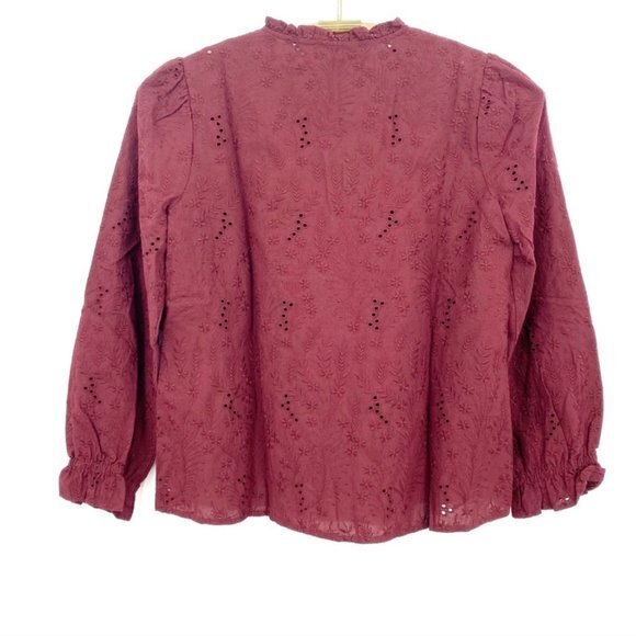 NWT Madewell Embroidered Eyelet Ruffled Popover Top XS - Picture 4 of 9
